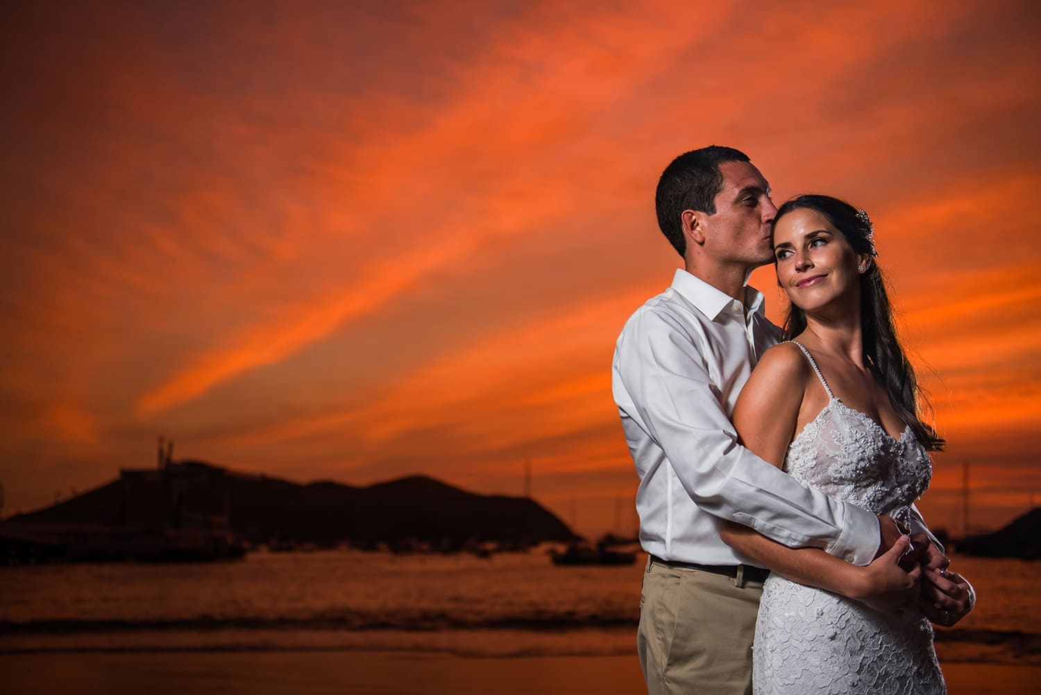 retrato novios boda playa fotografo bodas canarias